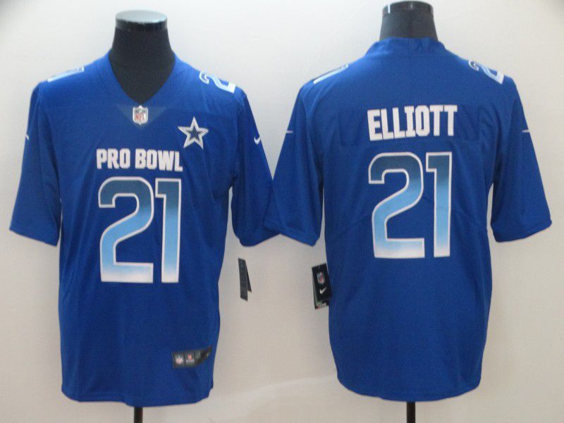 Men Dallas Cowboys #21 Elliott Blue Nike Royal 2019 Pro Bowl Limited Jersey->dallas cowboys->NFL Jersey